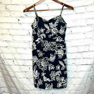 American Eagle Outfitters Black White Floral Spaghetti Strap Dress Size 0